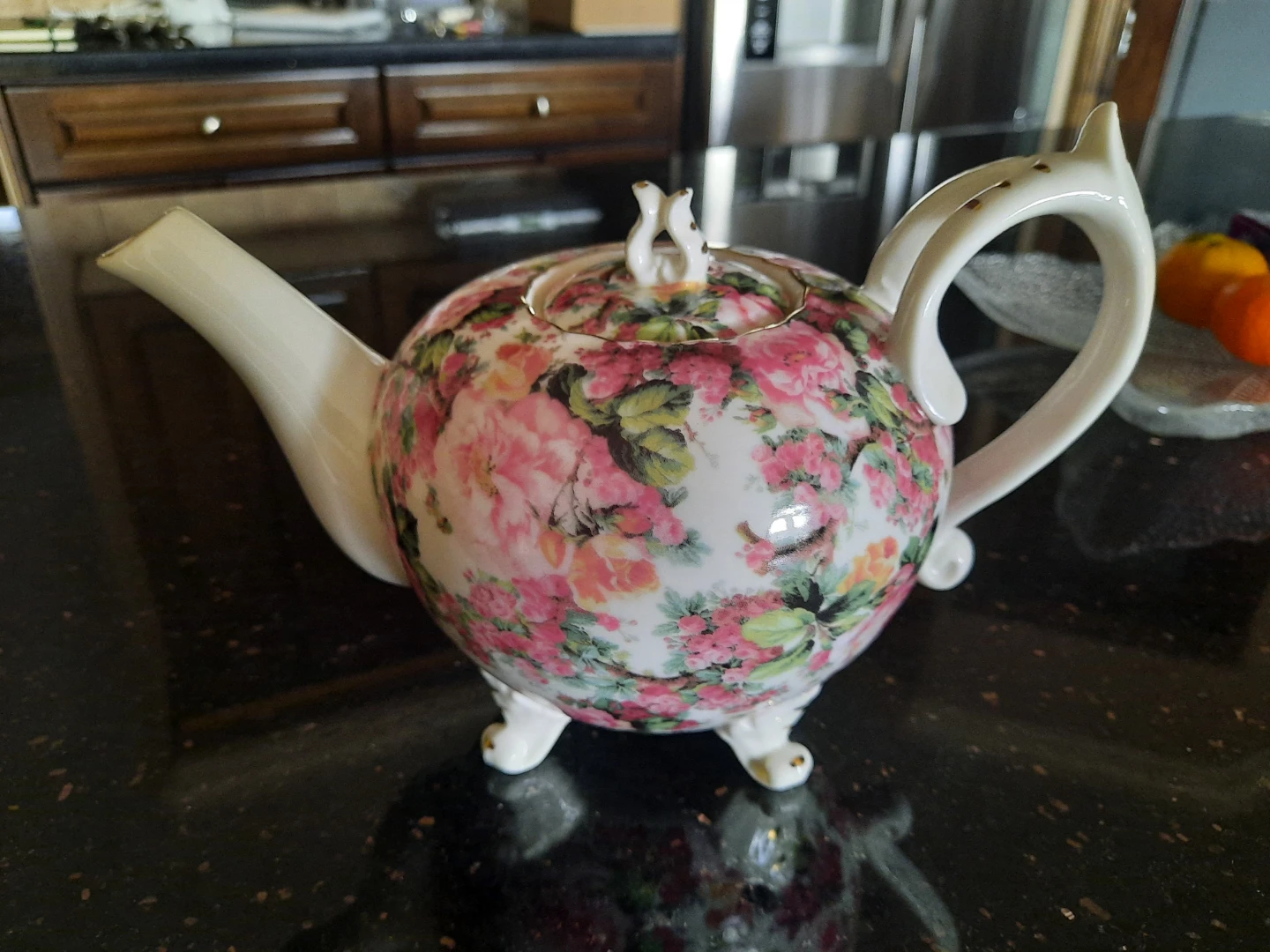 Porcelain floral teapot