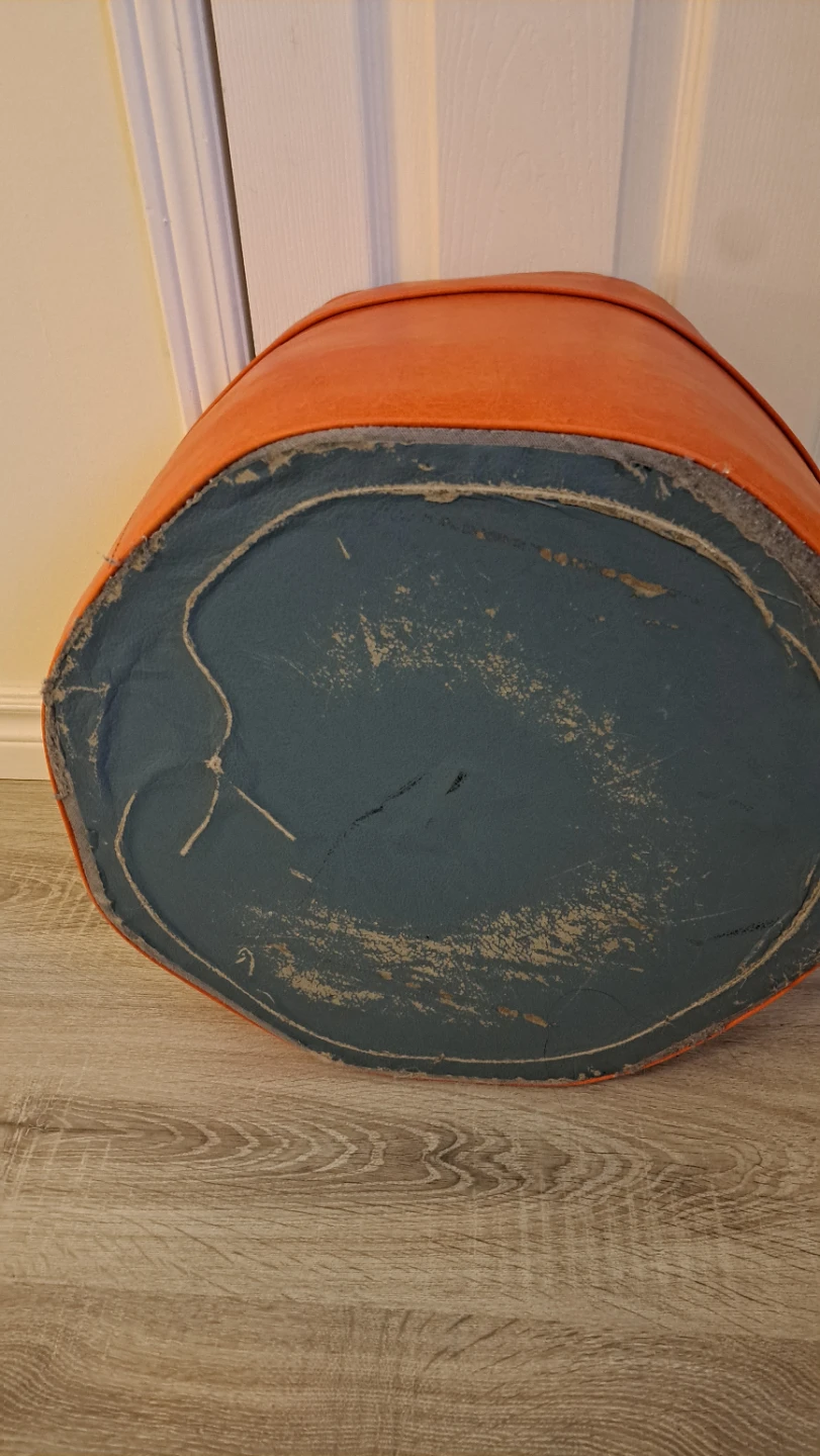 Orange Faux Leather Octagonal Ottoman Pouf - photo 4