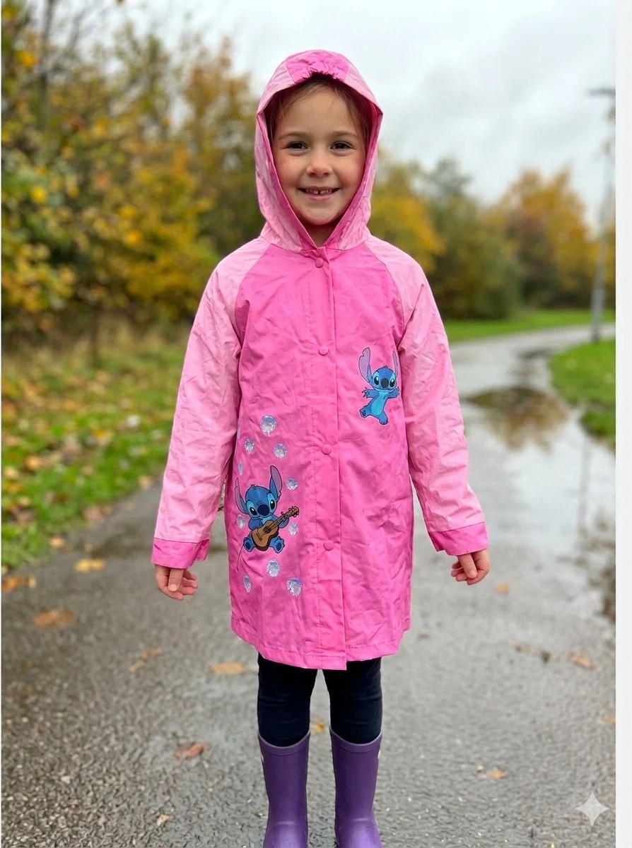 Kids Pink Stitch Raincoat