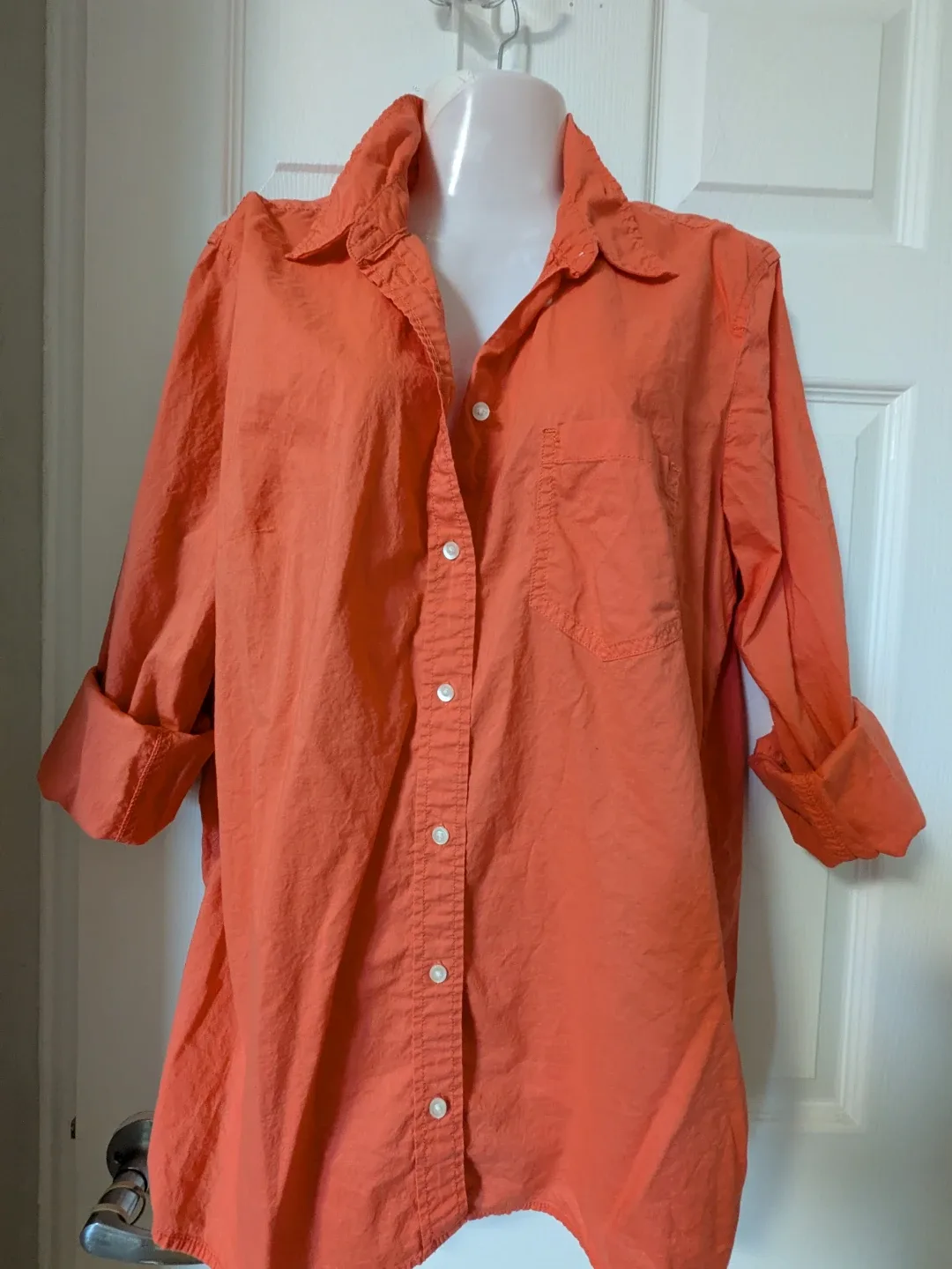 Gap The Fitted Boyfriend Shirt Orange XL - photo 2