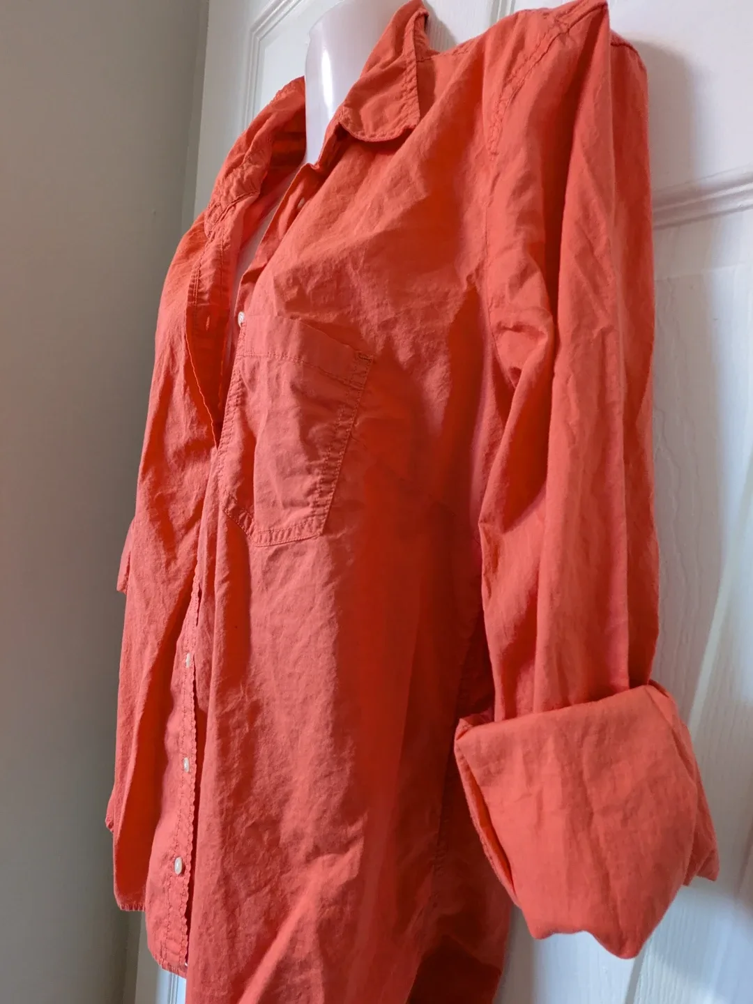 Gap The Fitted Boyfriend Shirt Orange XL - photo 3