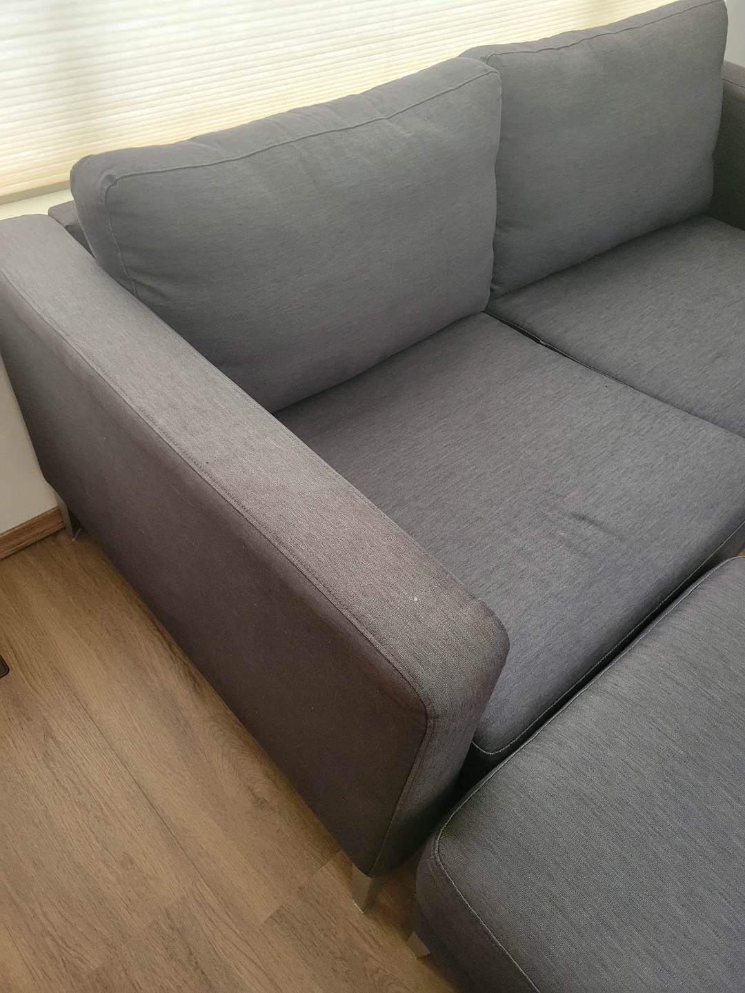IKEA Grey Sofa with Ottoman - photo 2