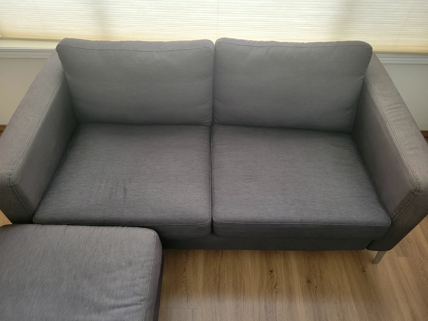 IKEA Grey Sofa with Ottoman - photo 3
