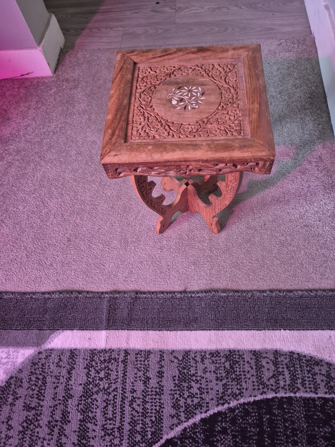 Carved Wood Accent Table