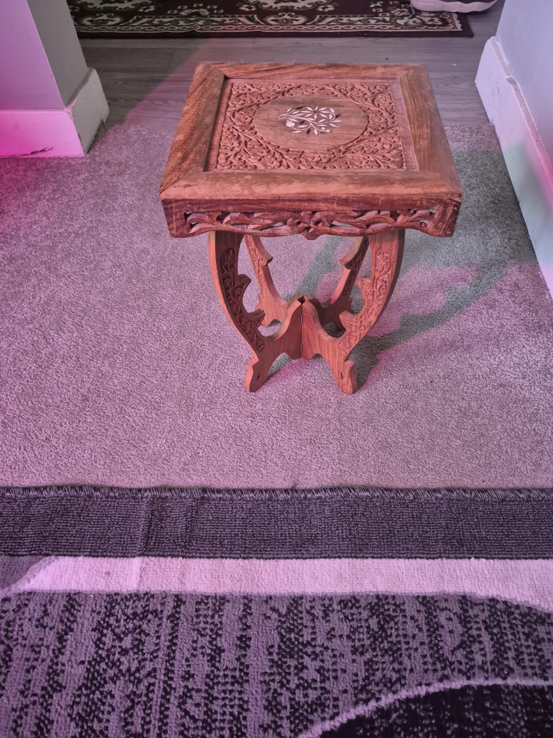Carved Wood Accent Table - photo 2