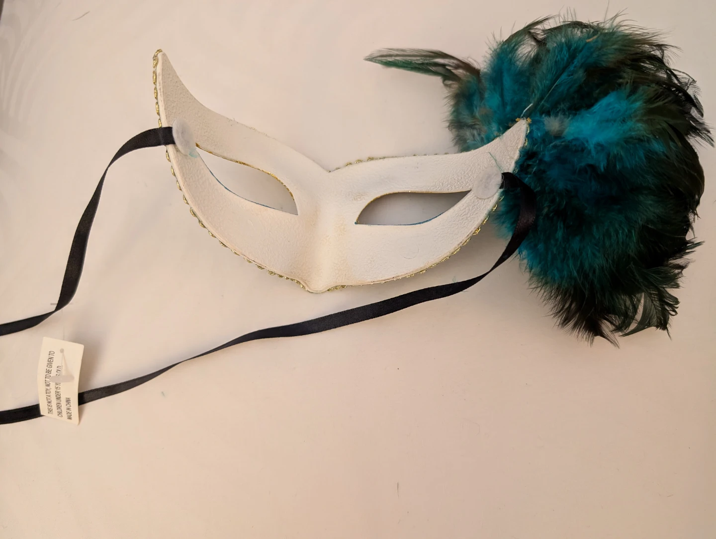 Blue and Gold Feather Masquerade Mask - photo 2