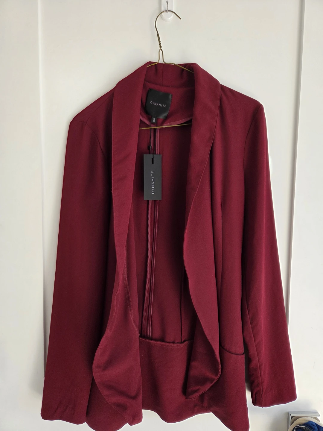 Dynamite Long Woven Overpiece Blazer - Cherry Cola - Size M