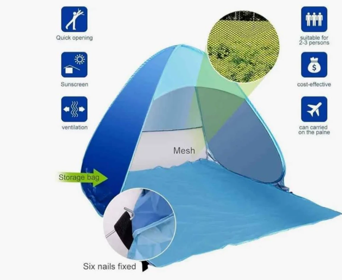 Light Blue Pop-Up Beach Tent - photo 3