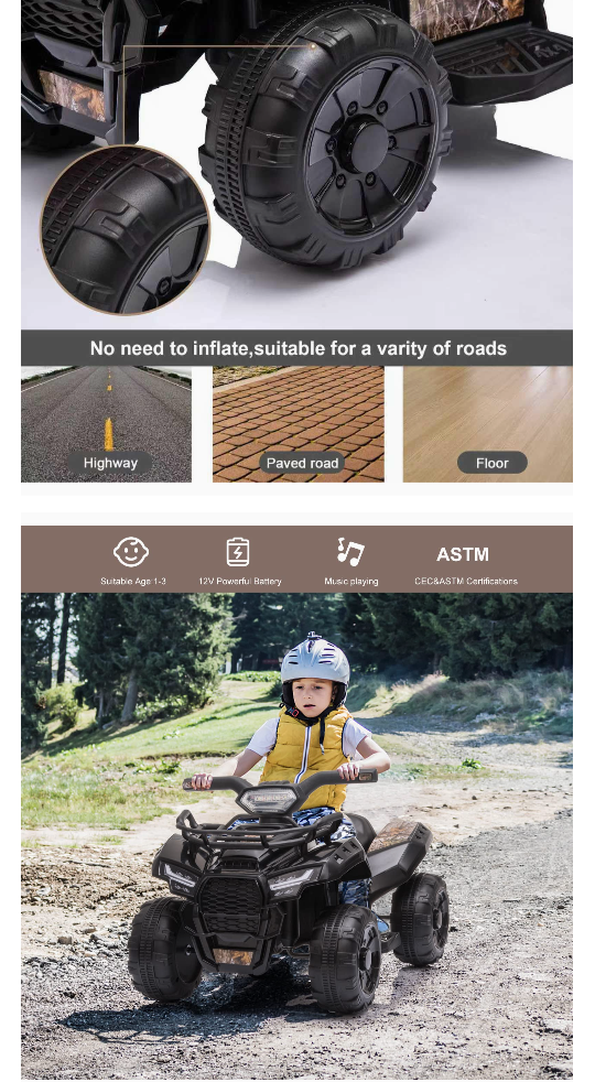 Electric Black Kids 4 Wheeler ATV Ride On Car - photo 5
