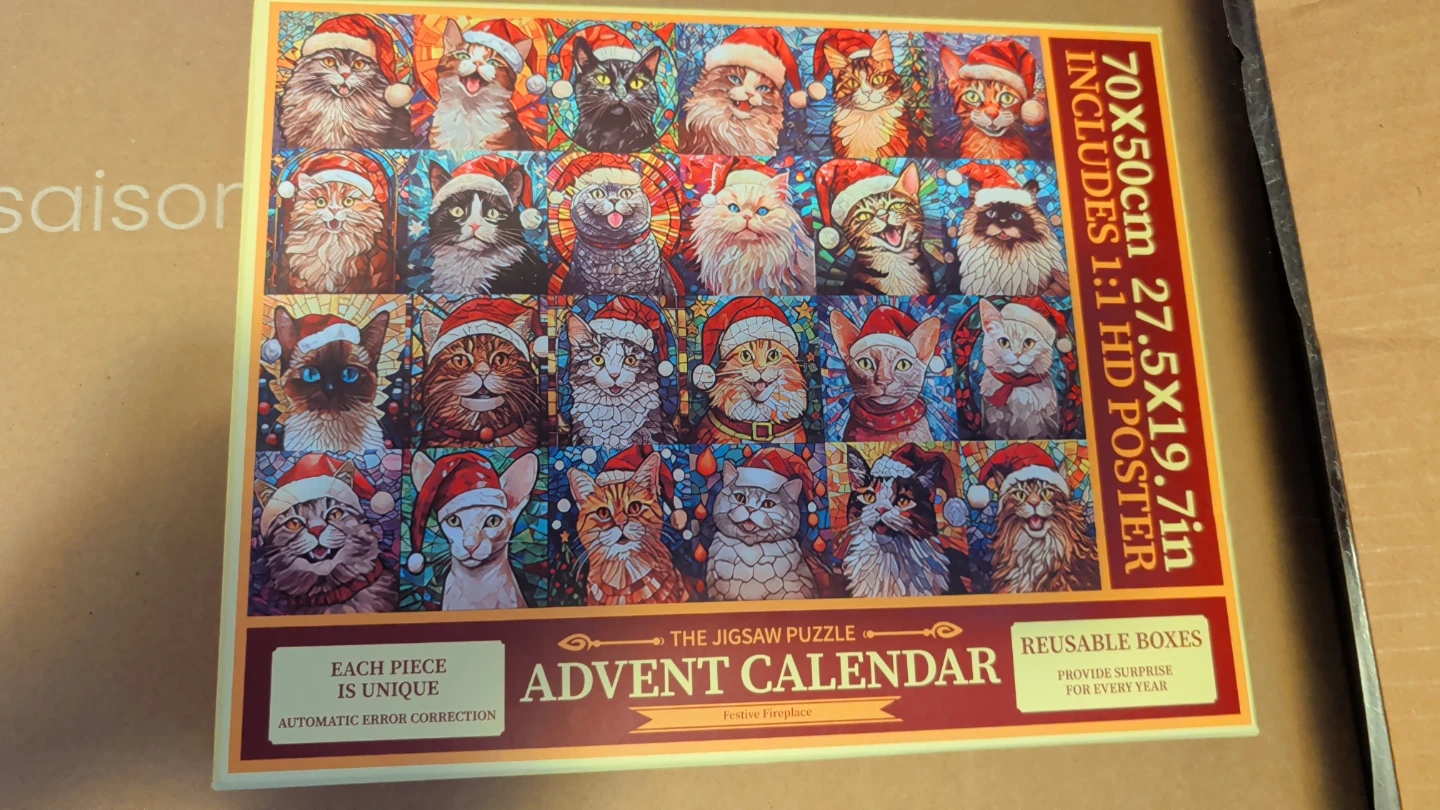 Festive Fireplace Cats Advent Calendar Jigsaw Puzzle