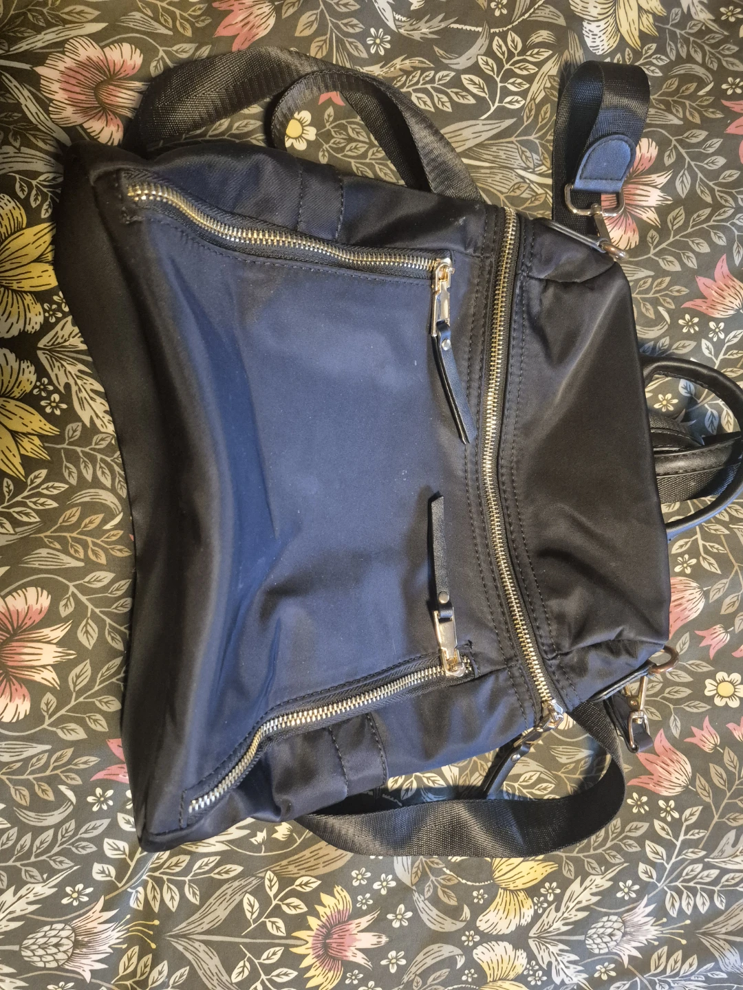 Black Nylon Backpack Purse