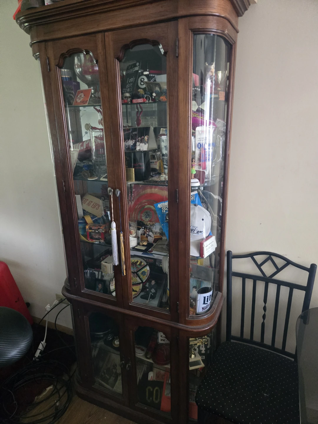 Wooden Curio Cabinet with Glass Doors