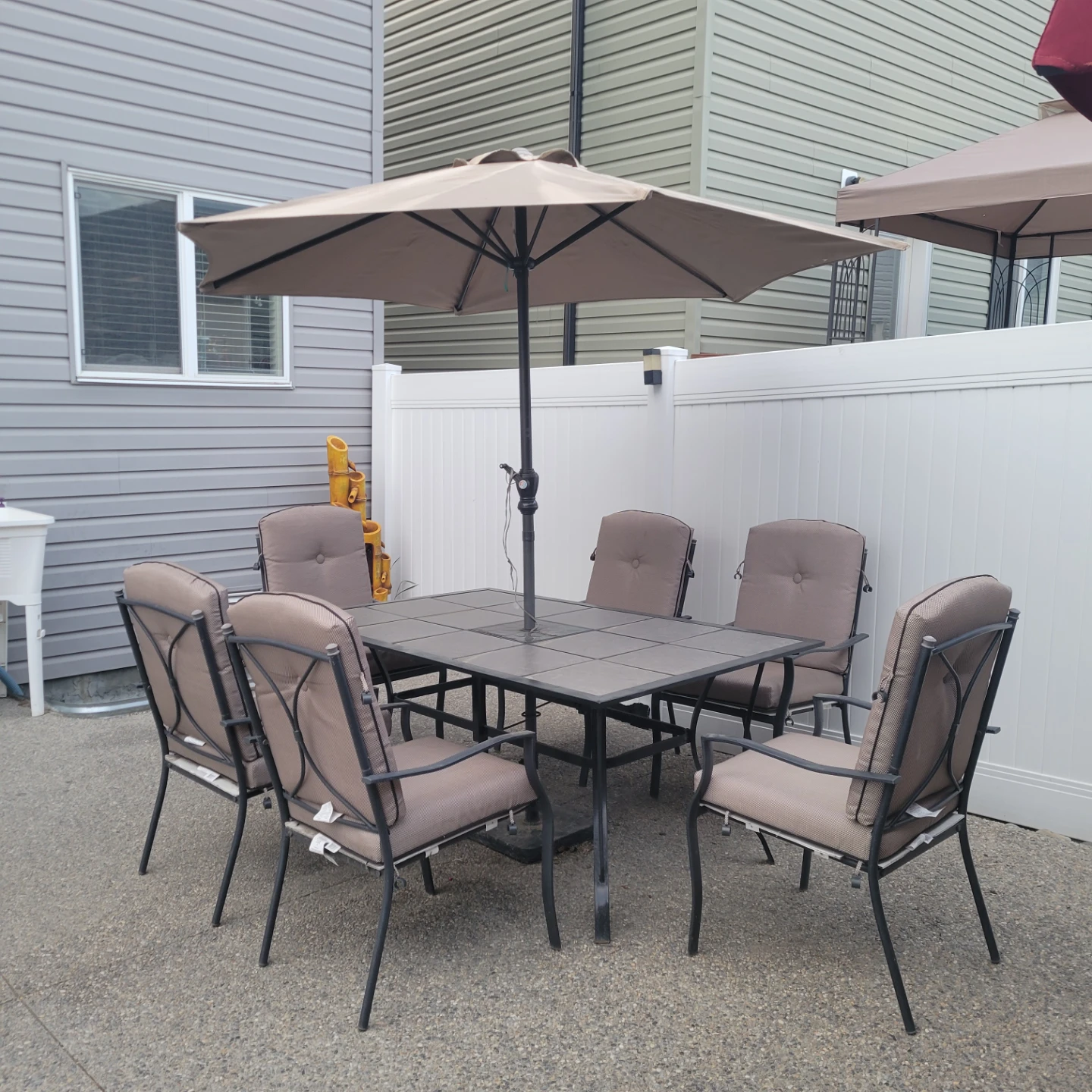 Patio Dining Set with 6 Chairs and Umbrella - photo 2