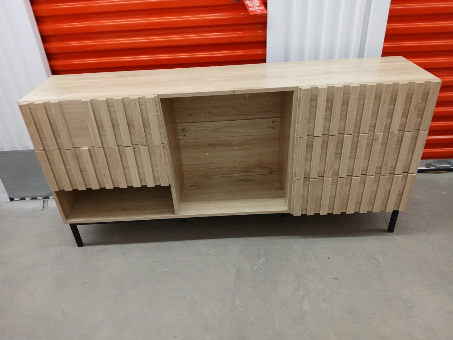 Wooden Dresser with Fluted Drawer Fronts