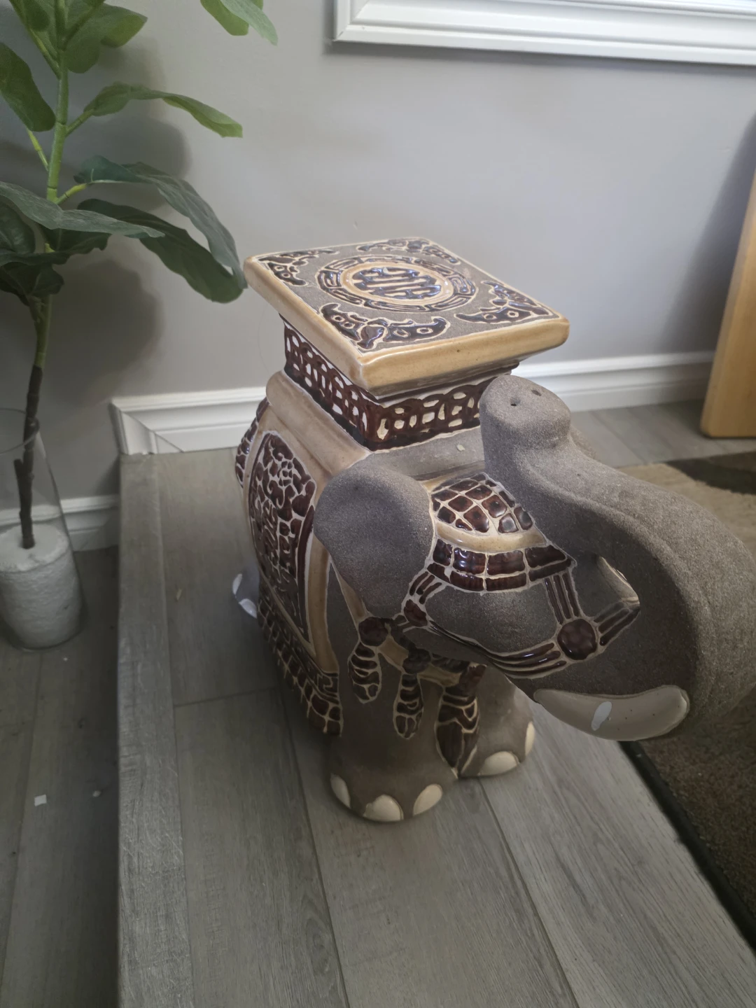 Ceramic Elephant Garden Stool
