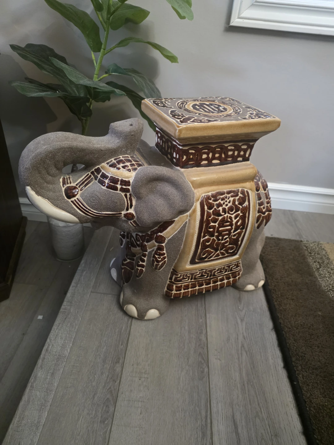 Ceramic Elephant Garden Stool - photo 2