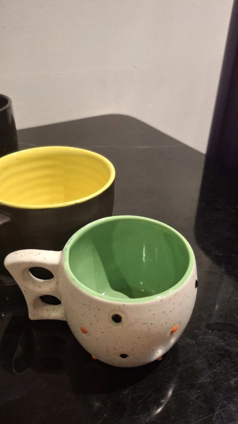 Set of 5 Mugs - Black, White, Yellow, Green - photo 3