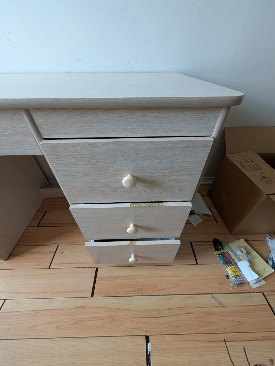 Light Wood Desk with Drawers and Cabinet - photo 3