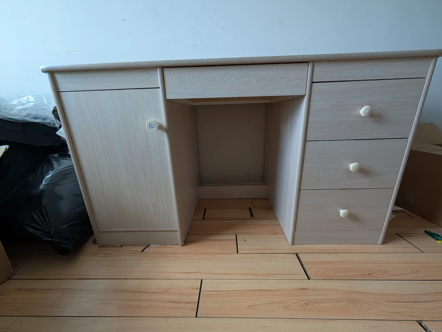 Light Wood Desk with Drawers and Cabinet - photo 5
