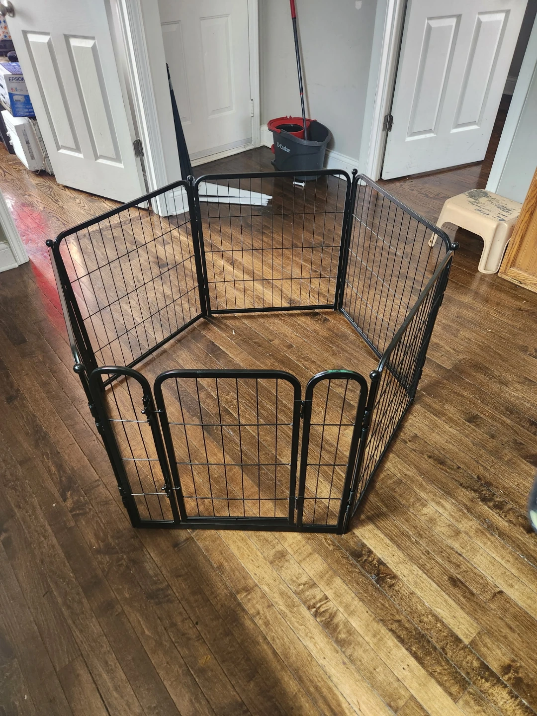 Black Metal Pet Playpen Exercise Fence with Gate