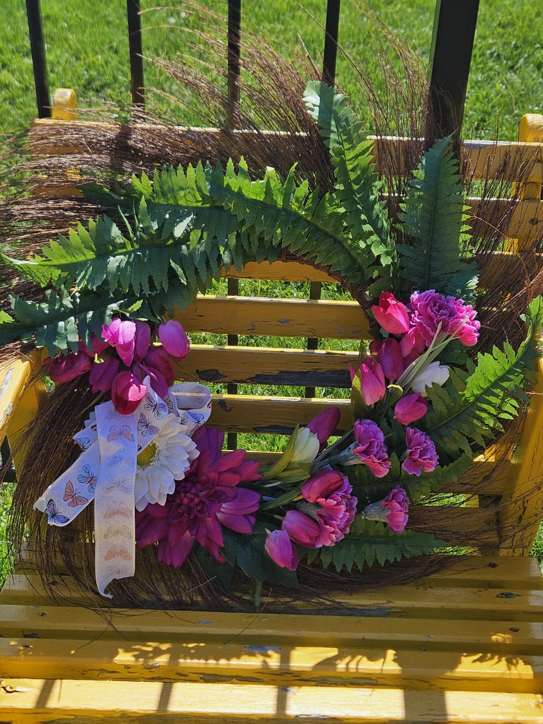 Floral Wreath with Tulips and Ferns
