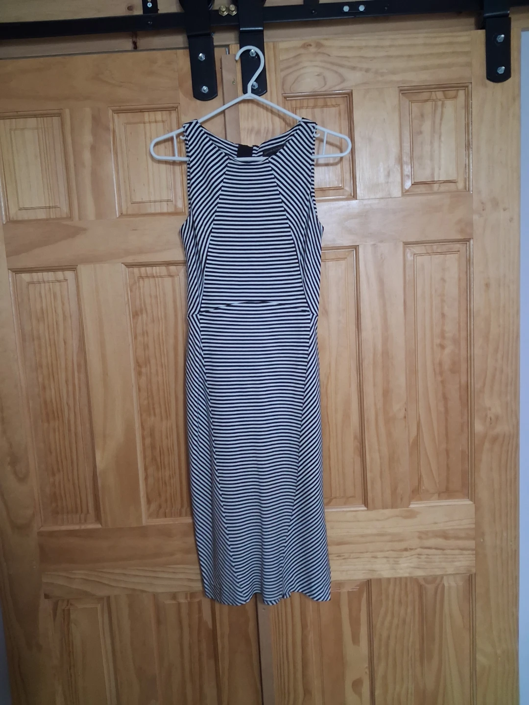 Black and White Striped Sleeveless Dress