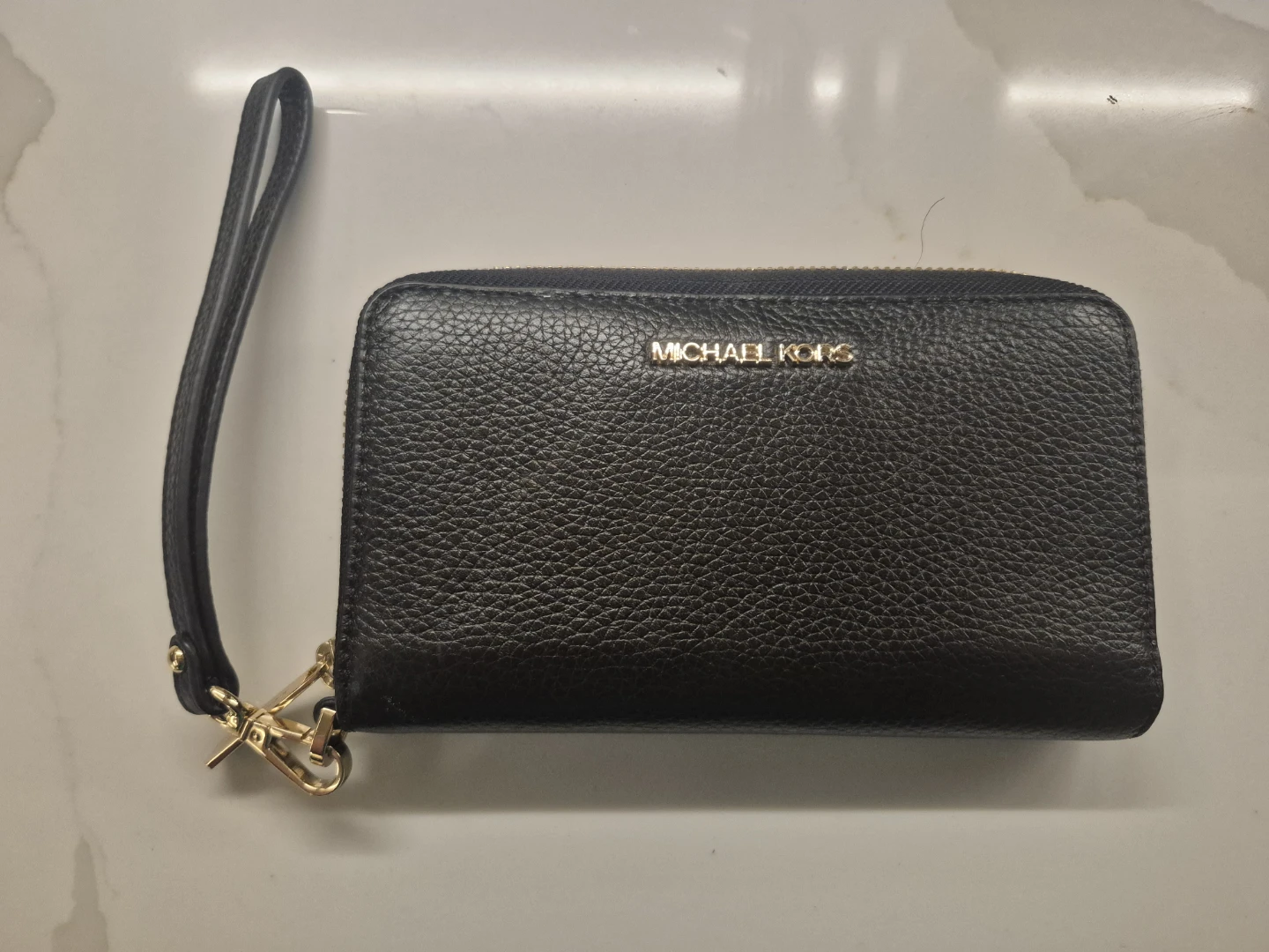 Michael Kors Black Leather Wristlet Clutch