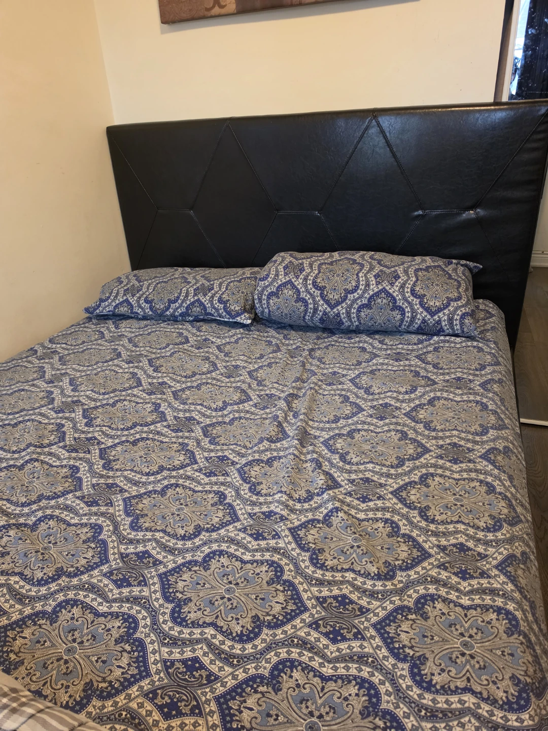 Black Faux Leather Platform Bed Frame