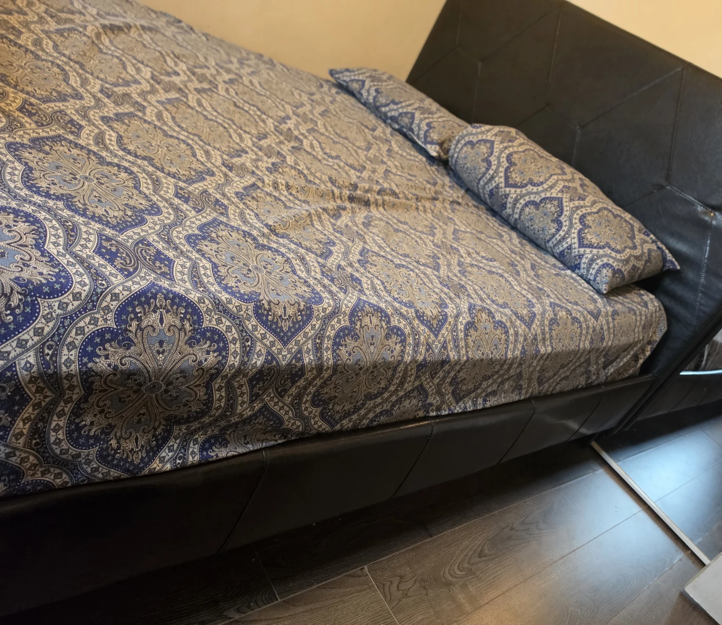 Black Faux Leather Platform Bed Frame - photo 2