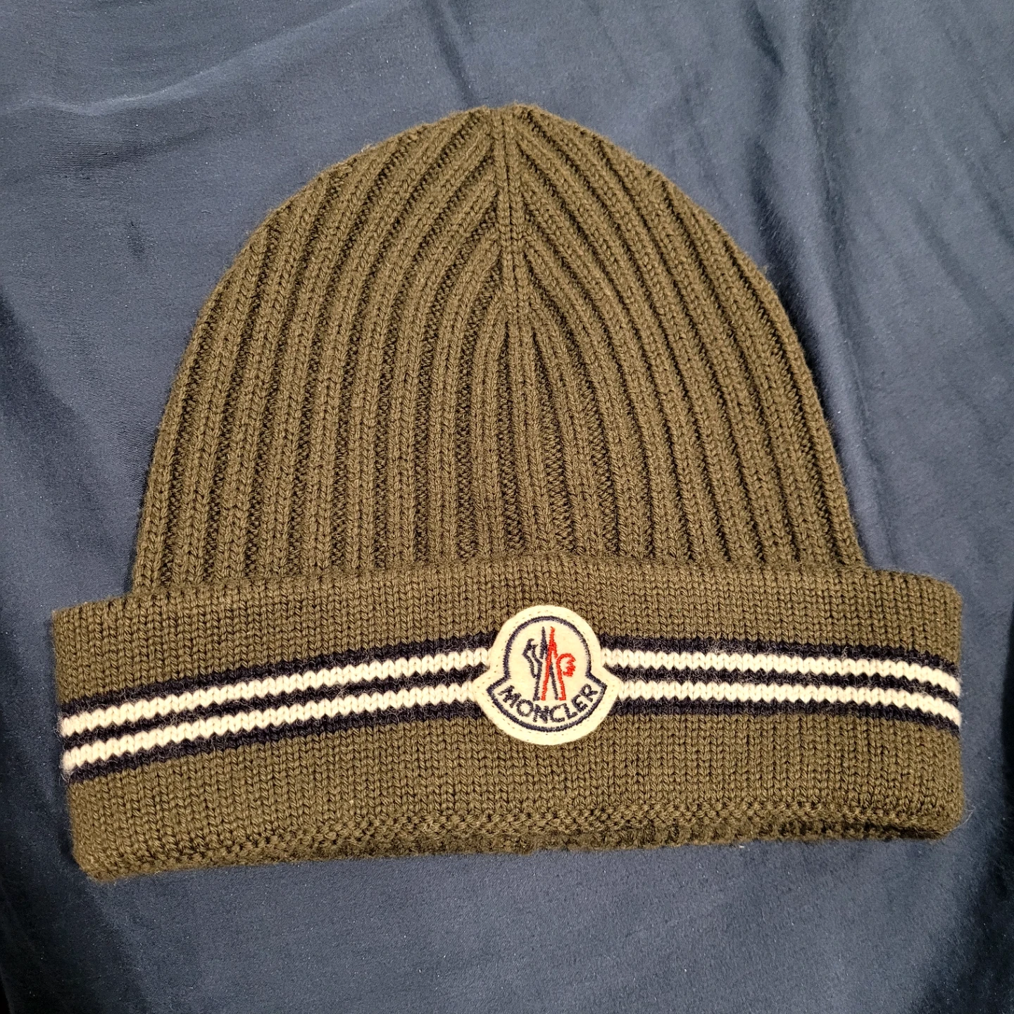 Moncler Grey Ribbed Beanie
