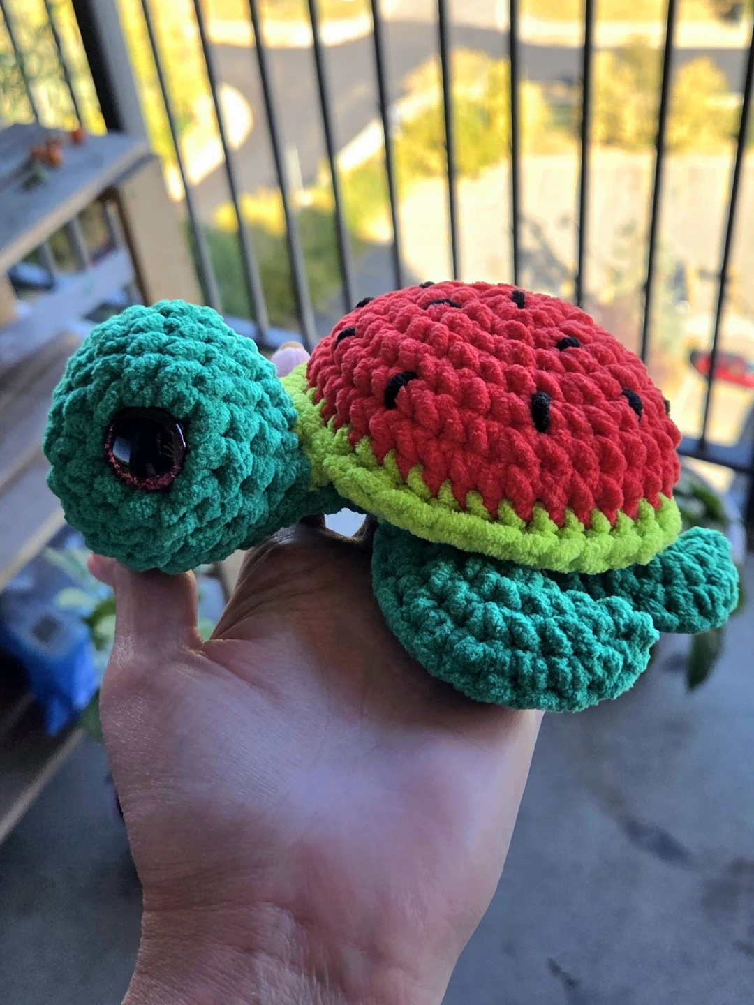 Handmade Crochet Watermelon Turtle Plushie