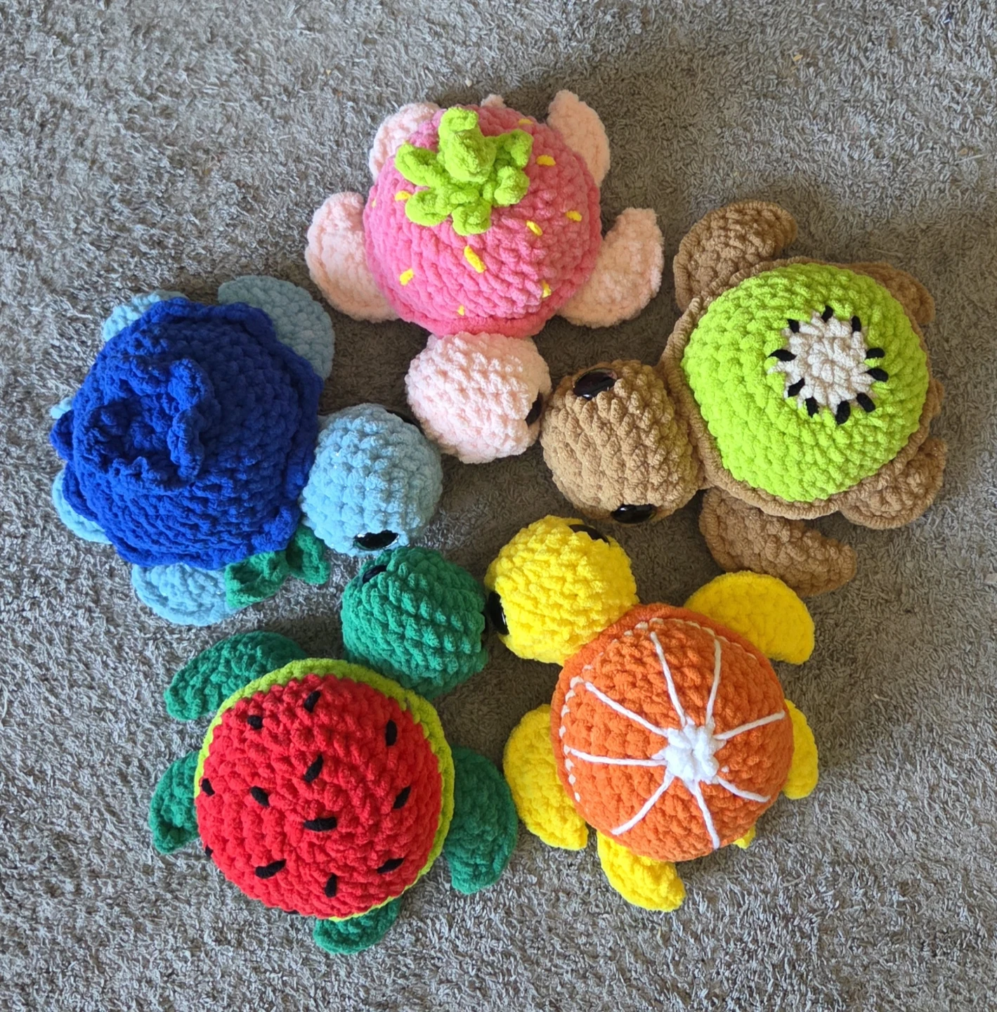 Handmade Crochet Watermelon Turtle Plushie - photo 3