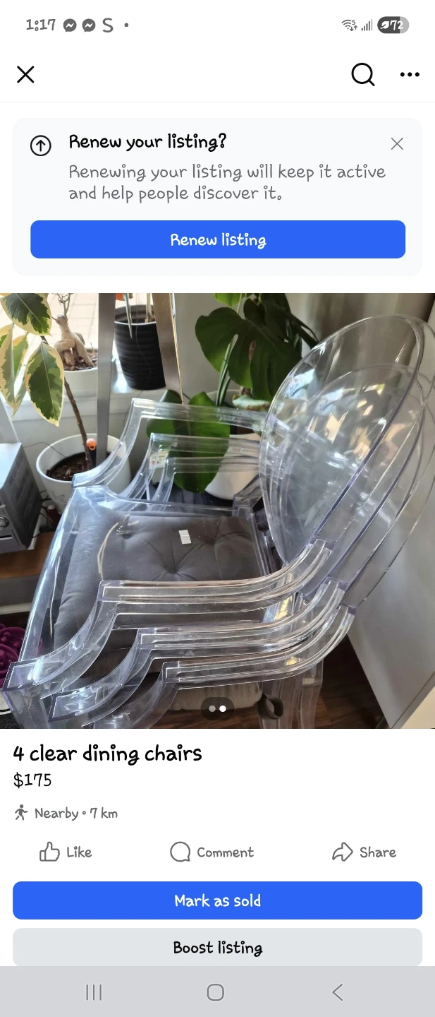 4 Clear Dining Chairs