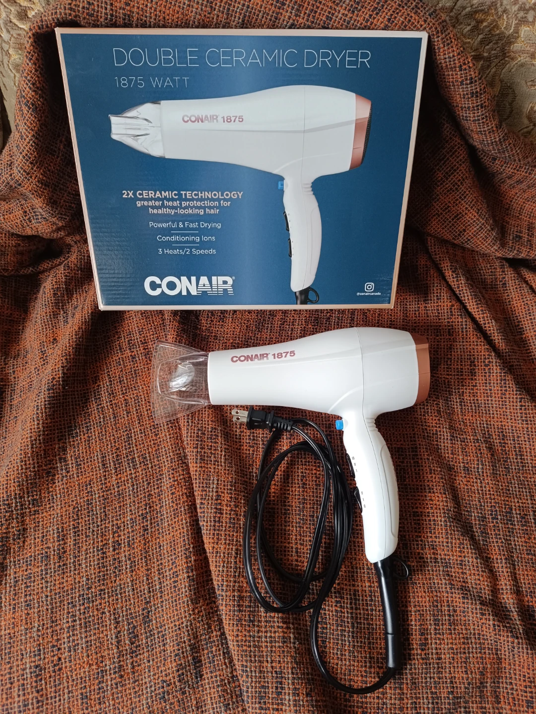 Conair 1875 Double Ceramic Hair Dryer - White & Rose Gold