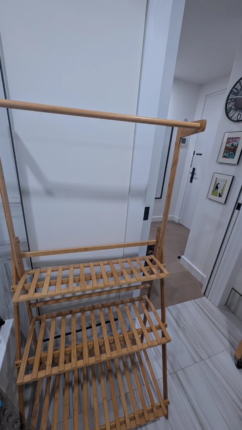 Bamboo Garment Rack with Shelves