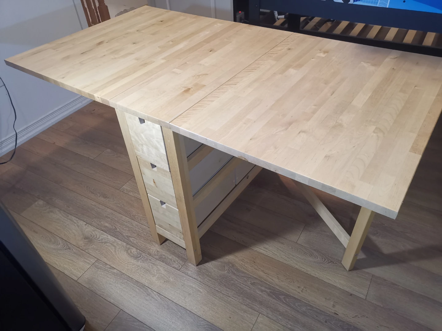 Foldable Wooden Table with Drawers