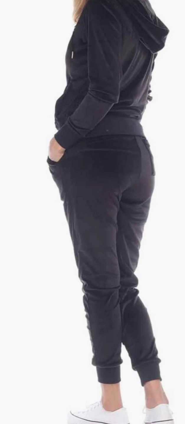White Mark Velour Tracksuit Set - Black- sz S - photo 3