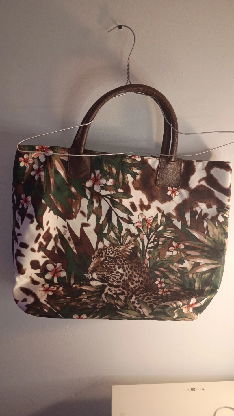 Tote Bag with Leopard and Floral Print