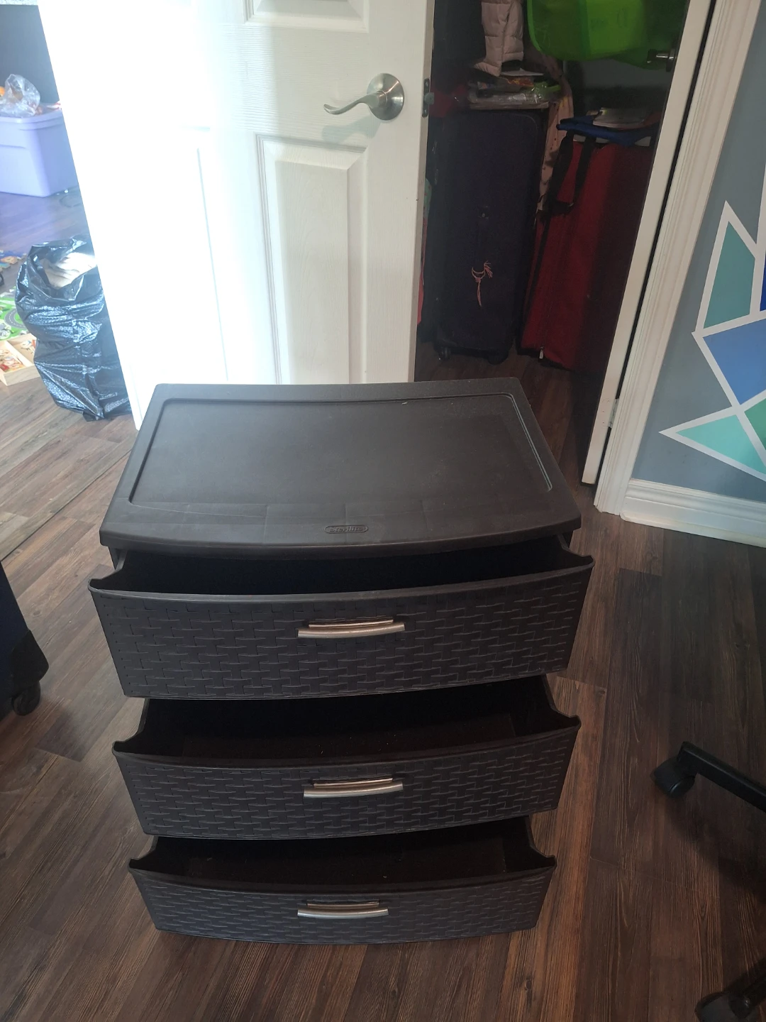 Brown 3-Drawer Plastic Storage Unit