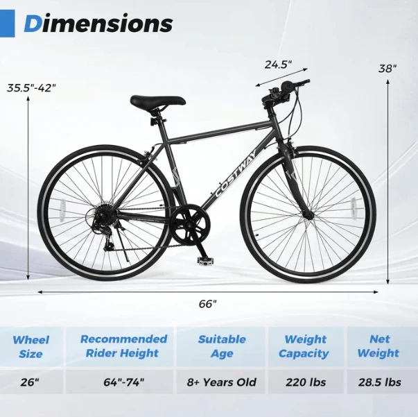 Costway 26 Inch Mountain Bike 6-Speed All-terrain Rubber Wheels - photo 3