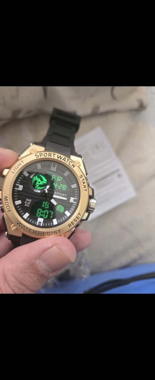 Sport Watch Gold Tone Digital Analog