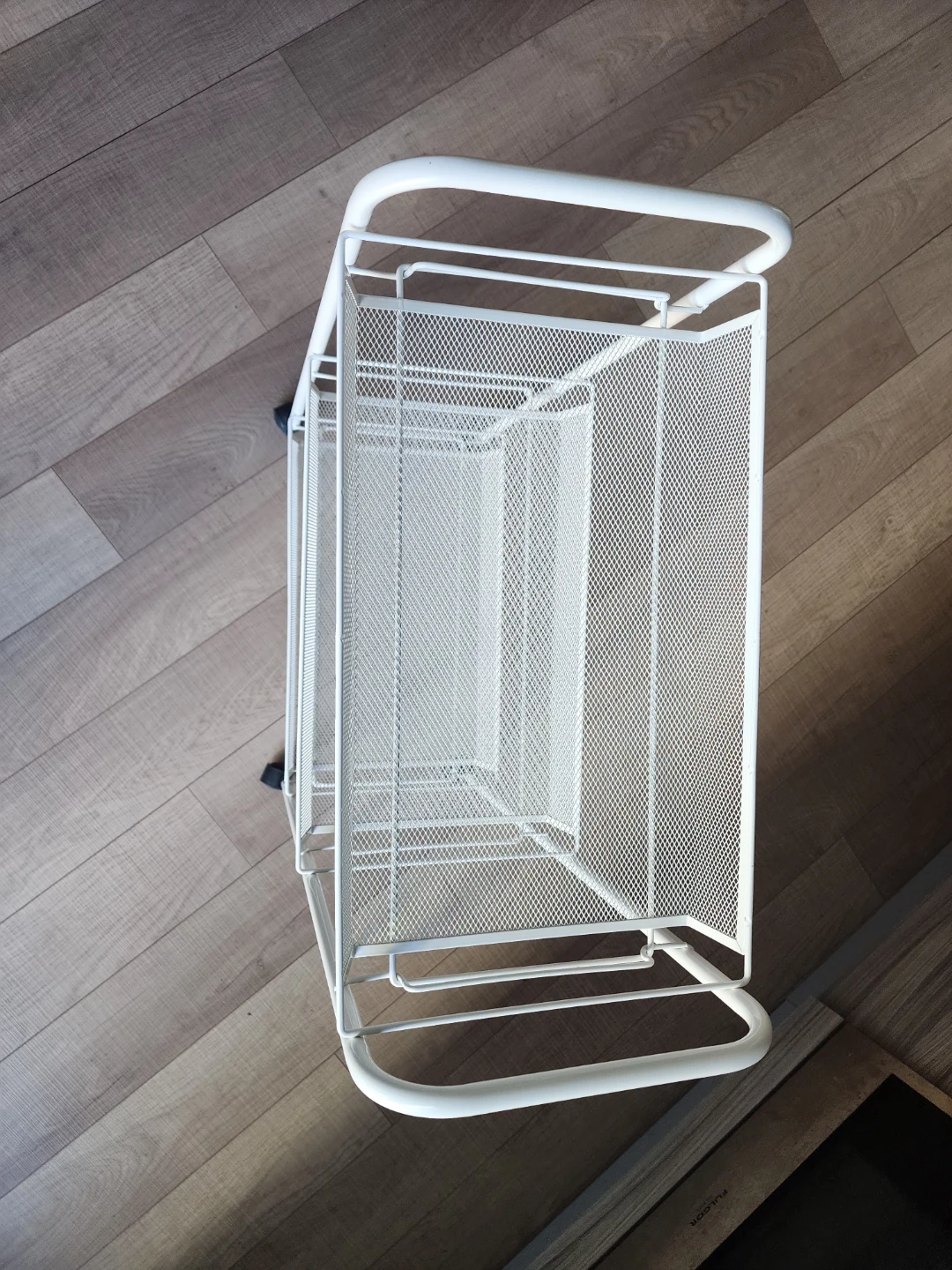 White 3-Tier Mesh Rolling Cart - photo 2