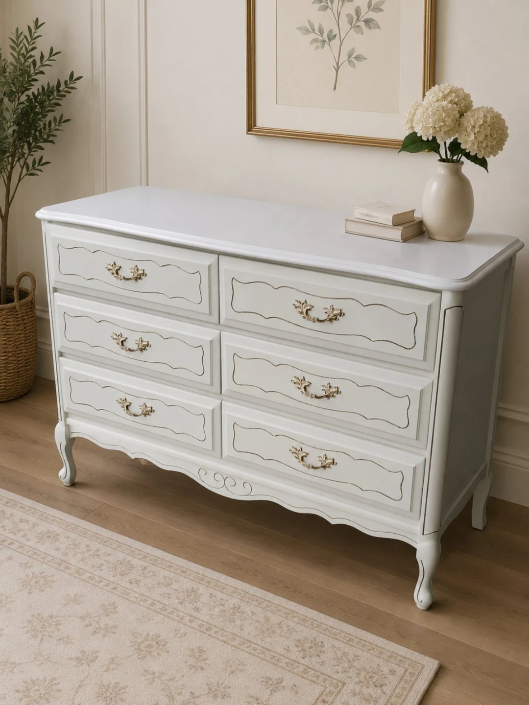 White Six-Drawer Dresser