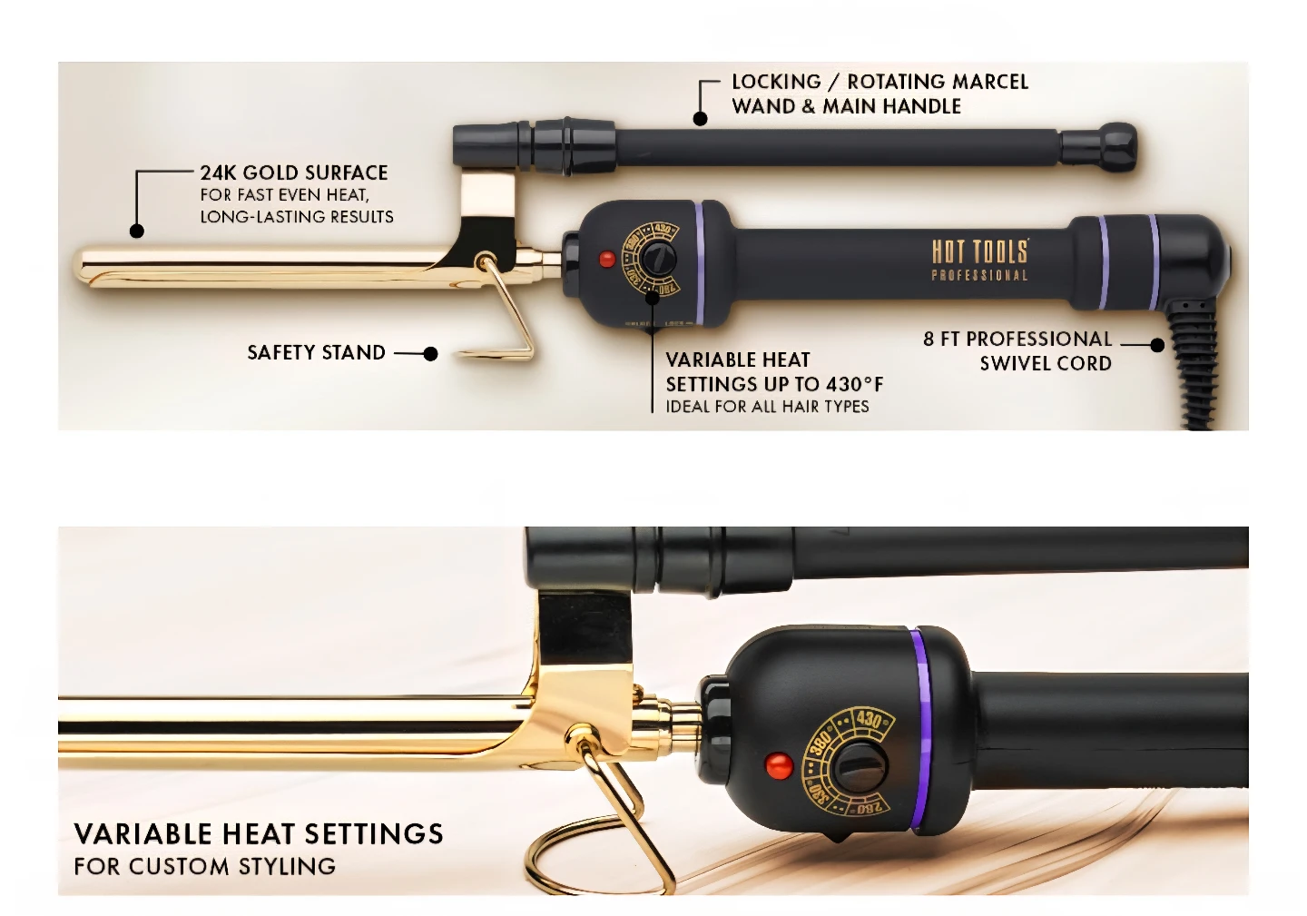 Hot Tools 3/4" Marcel Curling Iron - 24K Gold Collection - photo 3