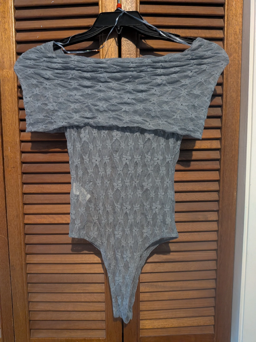 ZARA Grey Lace Off-the-Shoulder Bodysuit - Size S - photo 2