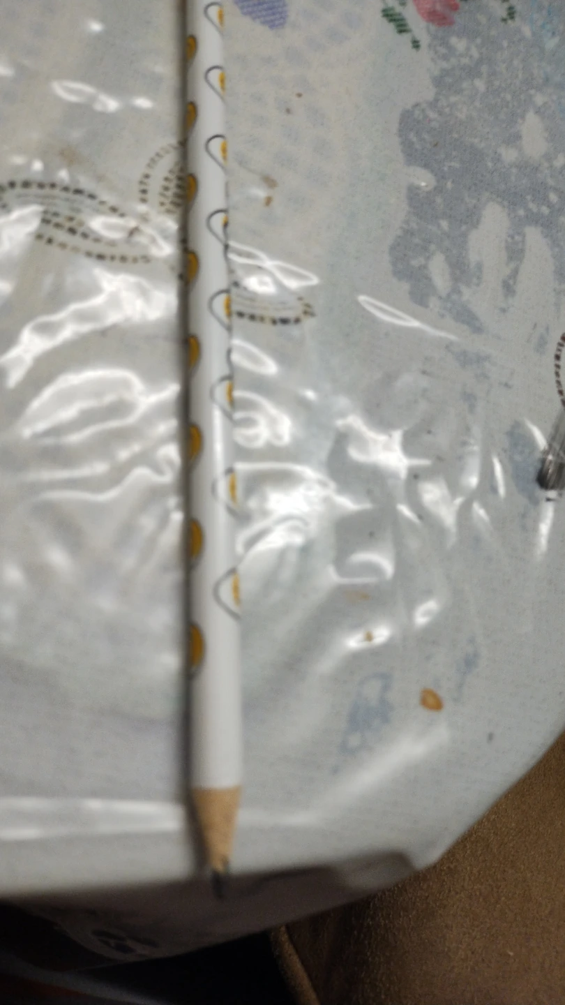 White Pencil with Yellow Crescent Moon Pattern