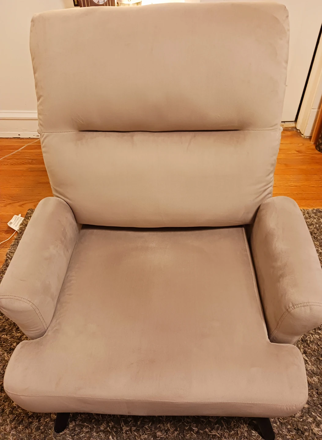 Tan Suede Recliner Chair with Ottoman - photo 2
