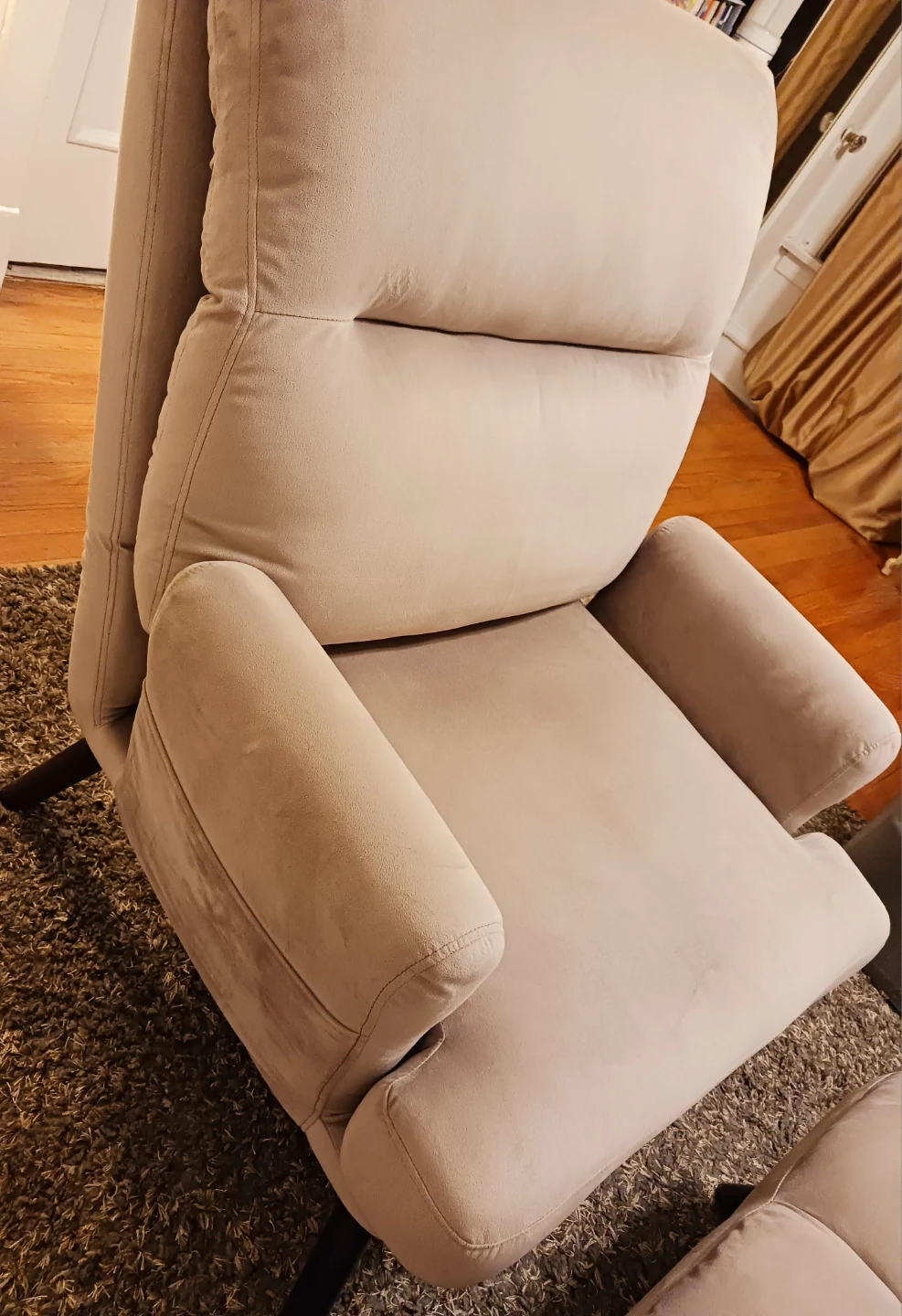 Tan Suede Recliner Chair with Ottoman - photo 3
