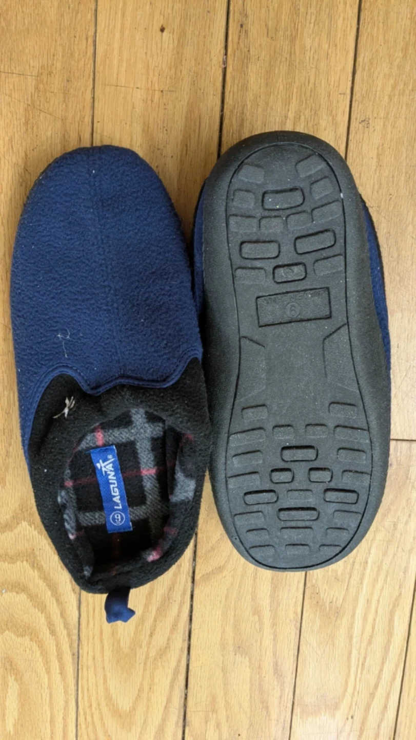 Laguna Blue Fleece Slippers with Plaid Lining - photo 2