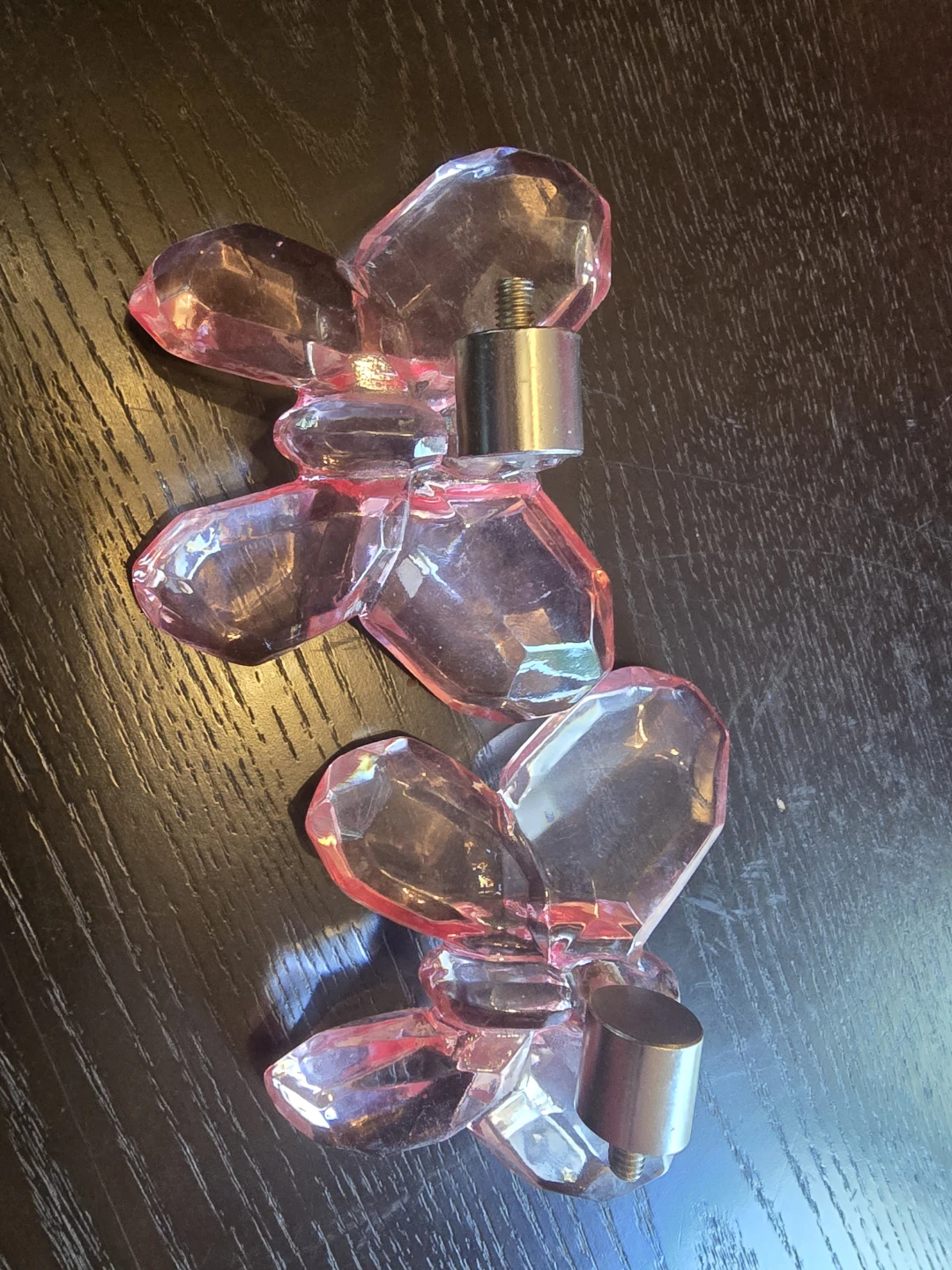 Pink Crystal Butterfly Drawer Finials - Set of 2 - photo 2